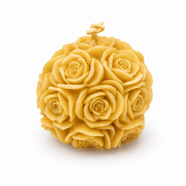 Bienenwachskerze mit Rosenmotiv